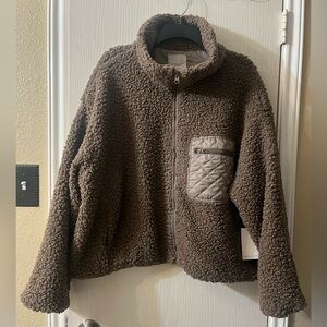 🛍️NWT Angel Kiss XL Brown/Taupe Sherpa Puffer Jacket